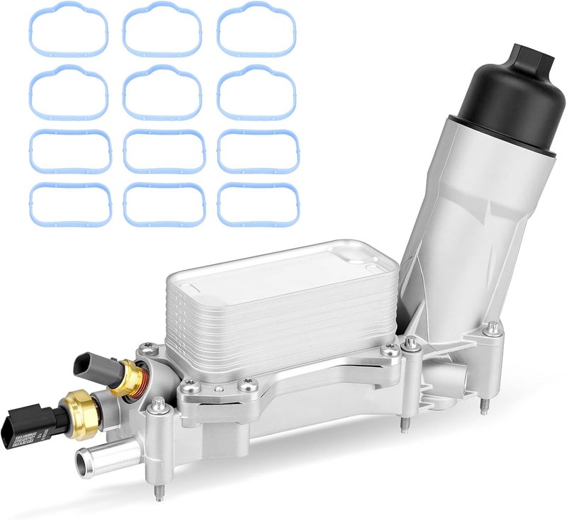GEARFLEX Aluminum Engine Oil Cooler Filter Housing Assembly with Sensors & Gaskets Compatible with 2017-2018 Jeep Dodge Chrysler Ram 3.6L V6 Replace for 926-959 926-876 68310865AC - Image 1